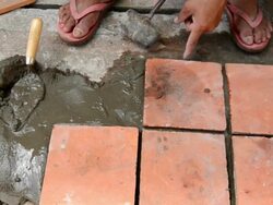 Installing Floor Tile Stock Footage