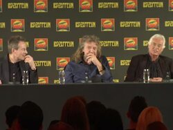 INTERVIEW: Jimmy Page, Robert Plant on Jason Bonham, how he preformed at the O2, playing with him before at his wedding at  Led Zeppelin Celebration Day Press Conference on September 21, 2012 in London, England (Footage by WireImage Video/Getty Images) Stock Footage
