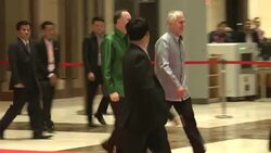 John Key and Malcolm Turnbull Arrive Stock Footage