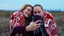 Two friend taking selfie Stock Footage