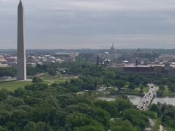 WS AERIAL View of Washington Monument with Capitol Building / Washington, Dist. of Columbia, United States Stock Footage