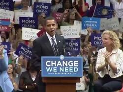 September 16, 2008 MS Democratic presidential candidate Barack Obama giving speech at campaign rally for female voters/ Miami, Florida/ AUDIO Stock Footage