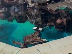 Aerial CU ZI Universal Studios theme park / Hollywood, California, United States Stock Footage