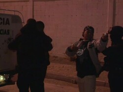 April 3 2009 MONTAGE Mexican police officers arresting people on street, Juarez, Chihuahua, Mexico, AUDIO Stock Footage