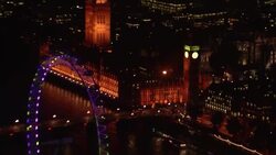 London Eye & House of Parliament Overview at Night Stock Footage
