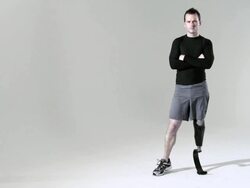 Athlete with prosthetic leg Stock Footage