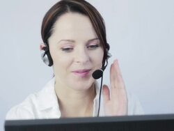 Pretty customer service at work. Stock Footage