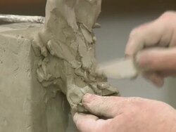HD DOLLY: Sculptor Artist Hands Modeling Clay Stock Footage