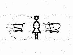 SHOPPING CARTS - woman/man alternating, pure black dots (LOOP) Stock Footage