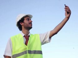 Engineer taking Selfie Stock Footage