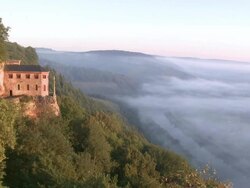 WS View of Romain Klause /  Kastel-Staadt, Saar-Valley, Rhineland-Palatinate, Germany Stock Footage