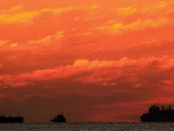 Tug boat and container ship Stock Footage