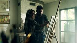 Couple of artists working together Stock Footage