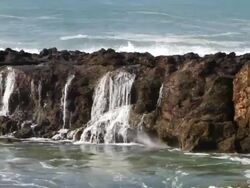 MS Waves crashing shore on lava rocks   / Haleiwa, Hawaii, United States Stock Footage