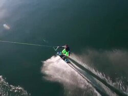 WS AERIAL SLO MO TS View of trick of wakeboarder in geneva / geneva, switzerland  Stock Footage