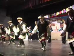 MS PAN People performing dance on stage during play AUDIO / Dharamsala, Himachal Pradesh, India Stock Footage