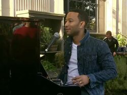 SPEECH - John Legend at Crackle Launches "Playing It Forward" With Surprise Street Performance By John Legend, Sponsored By Fed Ex Stock Footage