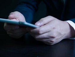 Business man working with a digital tablet Stock Footage