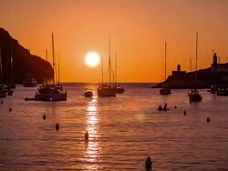 Sunset on Port de SÃ³ller Stock Footage