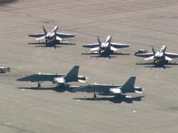 MS AERIAL Shot of US Naval Res, Marine Air Station / South Carolina, United States Stock Footage