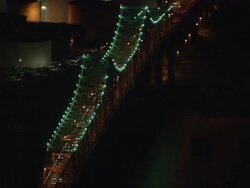 AERIAL MS Goethals Bridge illuminated at night / New York City, New York, USA Stock Footage