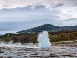 SLOW MOTION Stokkur geyser eruption Iceland Stock Footage