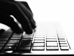 Typing fingers push white notebook Silhouette Stock Footage