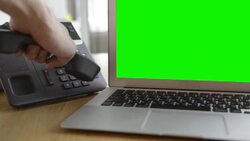 Using computer with green screen (HD) Stock Footage