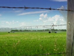 HD DOLLY: Farm Irrigation System Stock Footage