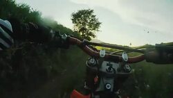 Motocross motorbike riding point of view POV Stock Footage