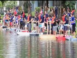 Dozens of architecture students at Florida International University competed in an annual "walk on water" contest, an annual right of passage. The task is to have shoes that can allow someone to walk on water. News Clip