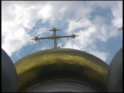 Moscow Dome: Clouds Above Cathedral of Our Lady Smolensk Stock Footage