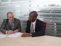 HD DOLLY: Business Talk Stock Footage