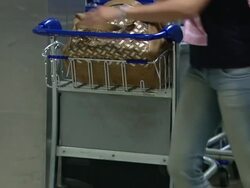 MS Luggage cart airport / Lisbon, Portugal   Stock Footage