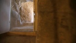 Tunnel under Ruins of Herodium (Herodion) archeological site in Judean desert/ Steady Cam Shot Stock Footage