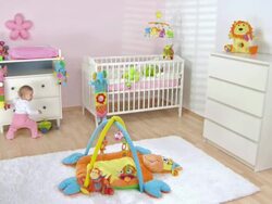 HD CRANE: Baby Crawling And Exploring Stock Footage