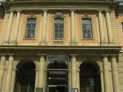 Tilt Down Shot Nobel Museum Stockholm Sodermanland Sweden Stock Footage