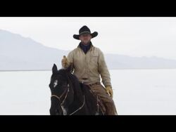 Slow motion of cowboy on horse back. Stock Footage