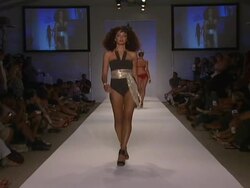 Xtra Life Lycra Fiber Swimwear - Runway - MBFW Miami Swim Stock Footage