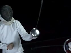 HD: Fencer Defeating An Opposing Player Stock Footage