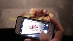 Photographing healthy lunch on a smartphone Stock Footage