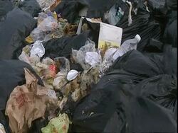 Rubbish, close up plastics, Manitoba, Canada Stock Footage