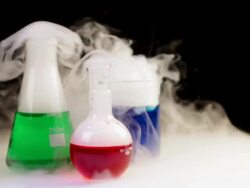 Laboratory Equipment with dry ice Stock Footage