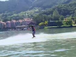 MS TS Shot of Young man wakeboarding / Gyeonggi=do, South Korea  Stock Footage