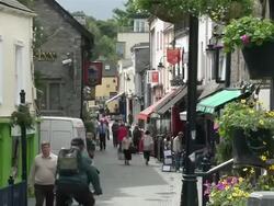 MS People walking on street / Kilkenny, County Kilkenny, Ireland Stock Footage