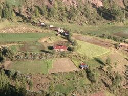 WS View of Small farm on outskirts ,Sacred Valley ofIncas / Urubamba, Cusco, Peru Stock Footage
