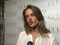 INTERVIEW: Alessandra Ambrosio on why she wanted to be photographed for Culo at the CULO By MAZZUCCO Launch at West Hollywood CA.  Stock Footage