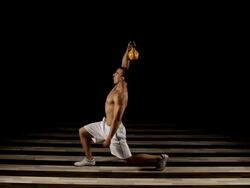 Lunges with kettlebell Stock Footage