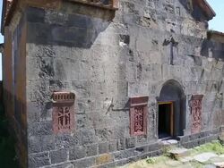 Hayravank monastery, Sevan lake, the faÃƒÂ§ade of the church Stock Footage