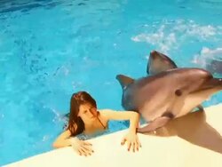 Girl and dolphin Stock Footage